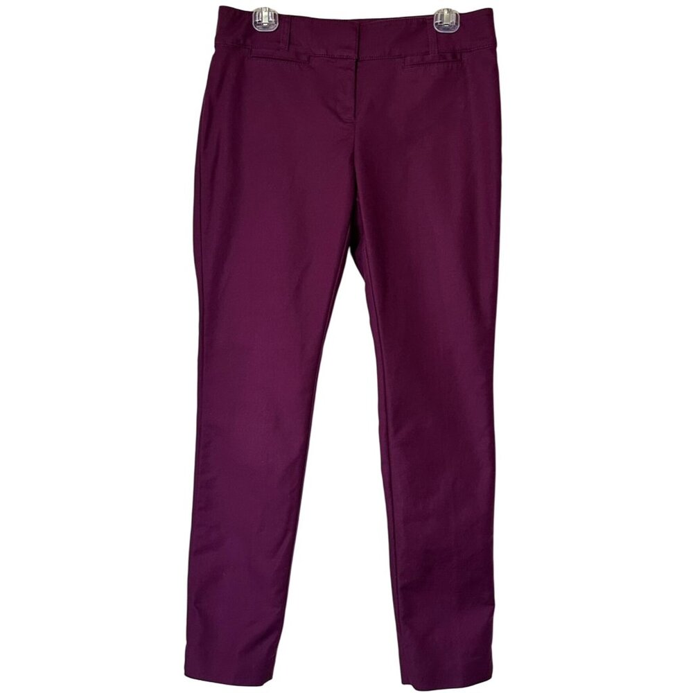 Women's White Black House Market Mid-Rise Pants Cotton Blend Cranberry Size 6R